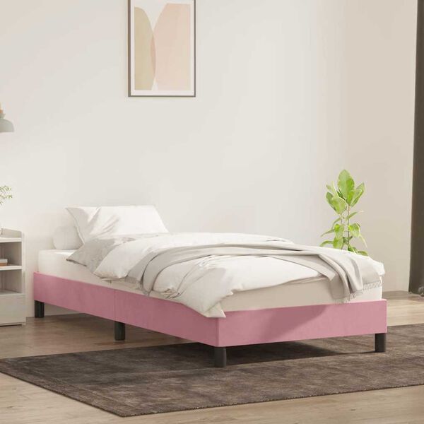 vidaXL Estructura de cama sin colch&oacute;n terciopelo rosa 90x220 cm