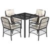 vidaXL Set de muebles jard&iacute;n 5 pzas con cojines rat&aacute;n sint&eacute;tico negro