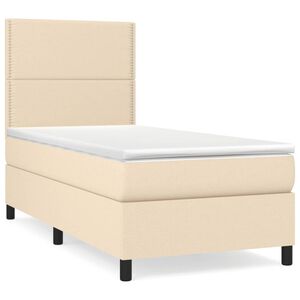 vidaXL Cama box spring con colch&oacute;n tela color crema 90x190 cm