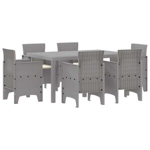vidaXL Conjunto de Comedor de Jard&iacute;n 7 pcs Gris Claro Ratan Polt
