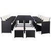 vidaXL Set comedor de jard&iacute;n 15 piezas y cojines rat&aacute;n sint&eacute;tico negro