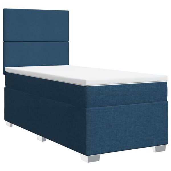 vidaXL Cama box spring con colch&oacute;n tela azul 100x200 cm
