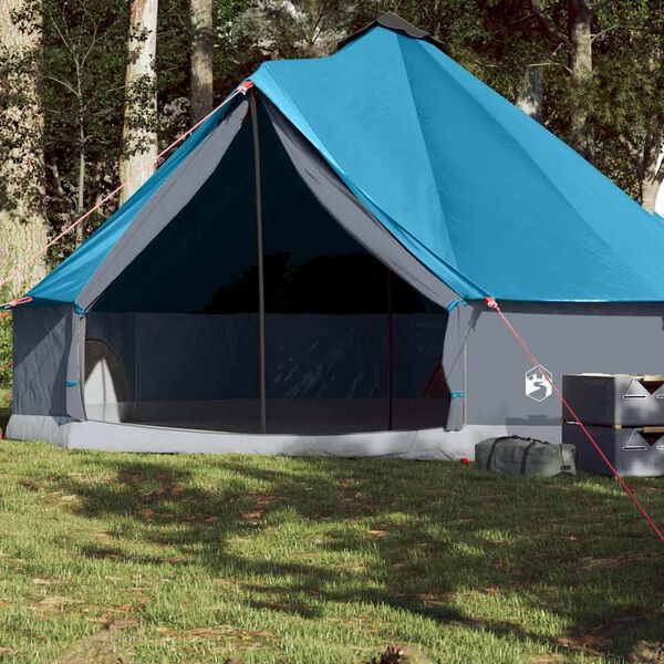 vidaXL Tienda de campa&ntilde;a familiar tipi 8 personas impermeable azul