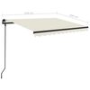 vidaXL Toldo manual retr&aacute;ctil con postes color crema 3,5x2,5 m