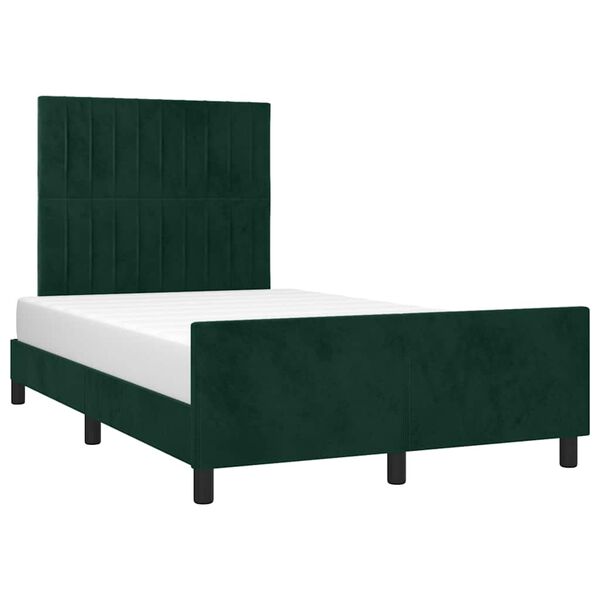 vidaXL Estructura cama sin colch&oacute;n terciopelo verde oscuro 120x200 cm