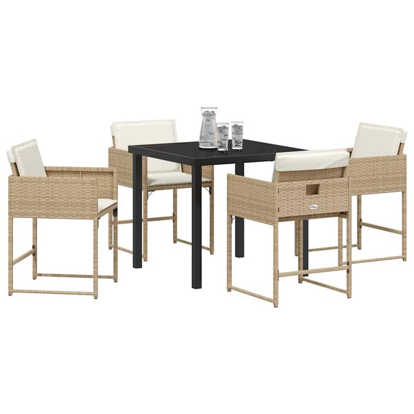 vidaXL Conjunto de Comedor de Jard&iacute;n 5 pcs Beige rat&aacute;n sint&eacute;tico