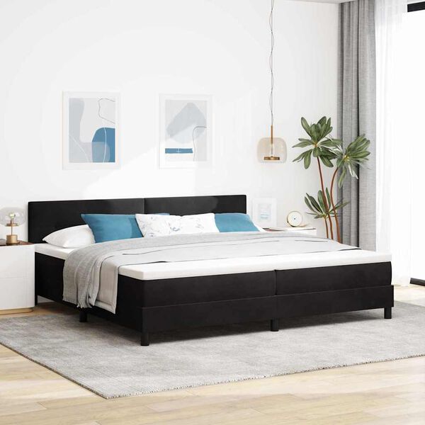 vidaXL Cama tipo Box Spring con colch&oacute;n Negro 200 x 200 cm Terciopelo
