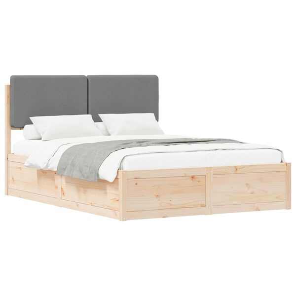 vidaXL Estructura de Cama con Cabecera Tapizada Gris Claro
