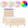 vidaXL Cama box spring con colch&oacute;n y luces LED tela crema 120x190 cm