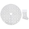 vidaXL Falda del &aacute;rbol de Navidad de lujo y calcet&iacute;n tela blanco 90 cm
