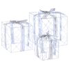 vidaXL Caja de regalo navide&ntilde;a iluminada 3 uds. 150 LED Blanco fr&iacute;o