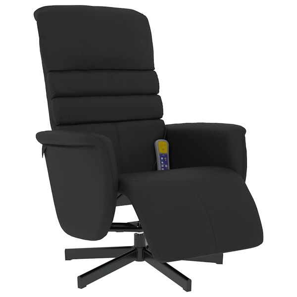 vidaXL Sill&oacute;n reclinable masaje con reposapi&eacute;s cuero sint&eacute;tico negro