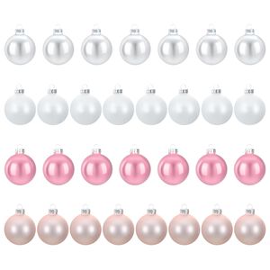 vidaXL Juego de bolas navide&ntilde;as 30 uds. Rosa y blanco 6 cm
