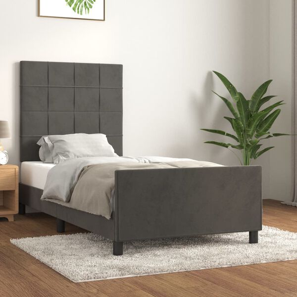 vidaXL Estructura de cama sin colch&oacute;n terciopelo gris oscuro 80x200 cm