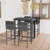 vidaXL Set muebles bar jardín 5 pzas ratán sintético reposabrazos gris