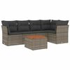vidaXL Set de muebles de jard&iacute;n 6 pzas y cojines rat&aacute;n sint&eacute;tico gris