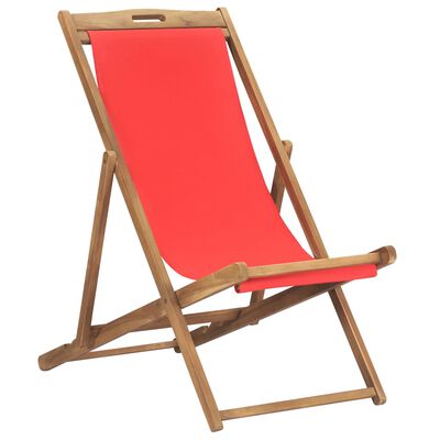 vidaXL Silla de playa plegable de madera maciza de teca roja