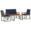 vidaXL Juego de muebles de exterior 4 uds. Gris y azul marino
