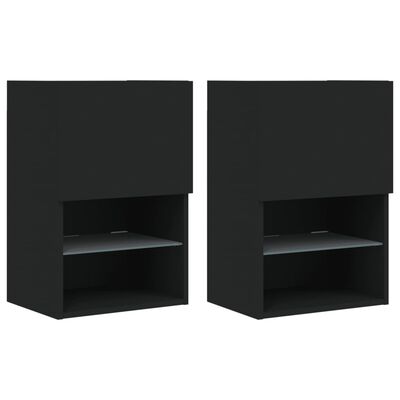 vidaXL Muebles de TV con luces LED 2 uds negro 40,5x30x60 cm