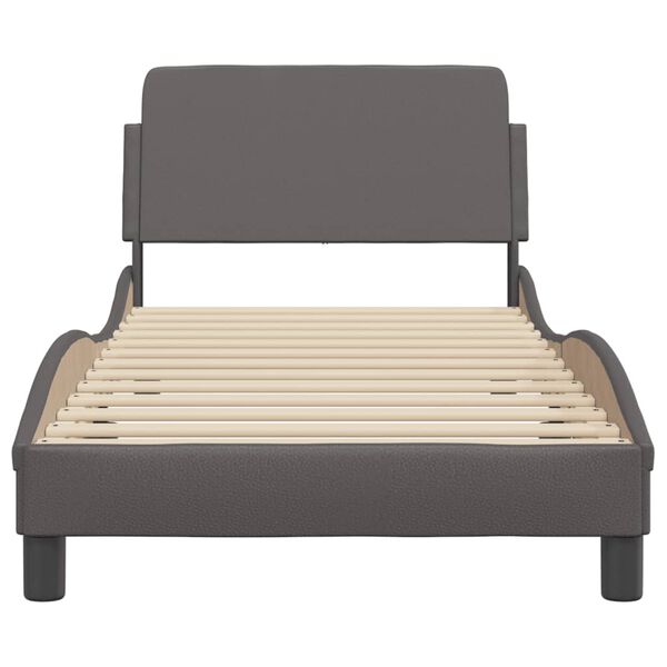 vidaXL Estructura de cama Dover cuero sint&eacute;tico gris 90x200 cm