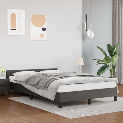 vidaXL Estructura cama con cabecero cuero sintético gris 120x190 cm