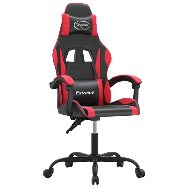 vidaXL Silla gaming cuero sintético negro y rojo
