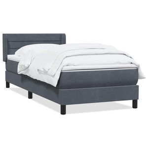 vidaXL Cama box spring con colch&oacute;n terciopelo gris oscuro 80x210 cm