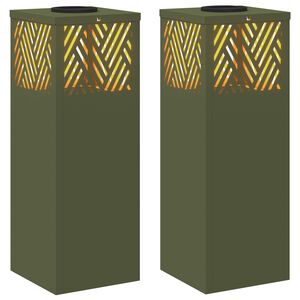 vidaXL Luz de camino LED solar con luces con bater&iacute;a 2 pcs Verde Oliva