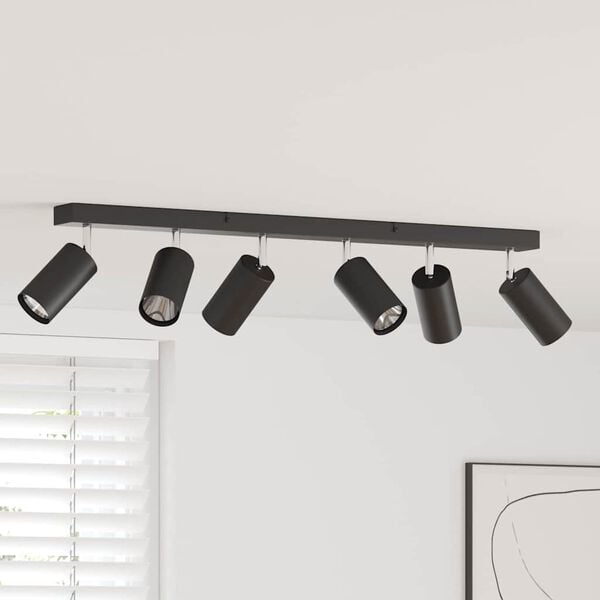 vidaXL Foco de techo con focos Negro 73 x 6 x 16 cm Metal