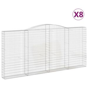 vidaXL Cestas de gaviones 8 uds forma de arco hierro 400x30x180/200 cm
