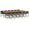 vidaXL Set comedor de jard&iacute;n con cojines 13 pzas rat&aacute;n sint&eacute;tico gris