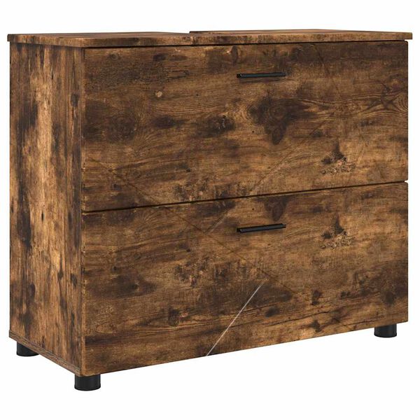 vidaXL Gabinete de Ba&ntilde;o con caj&oacute;n Roble ahumado 76,5 x 35 x 64 cm
