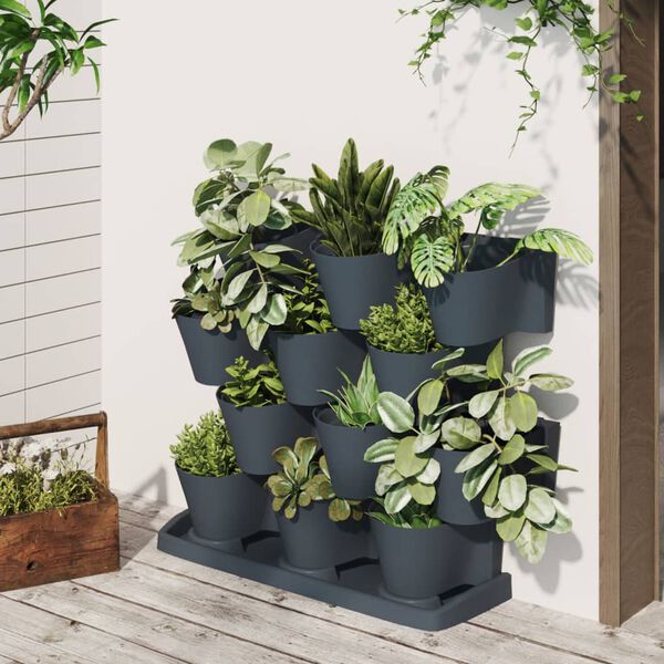 vidaXL Set de plantas jard&iacute;n vertical 12 uds polipropileno antracita