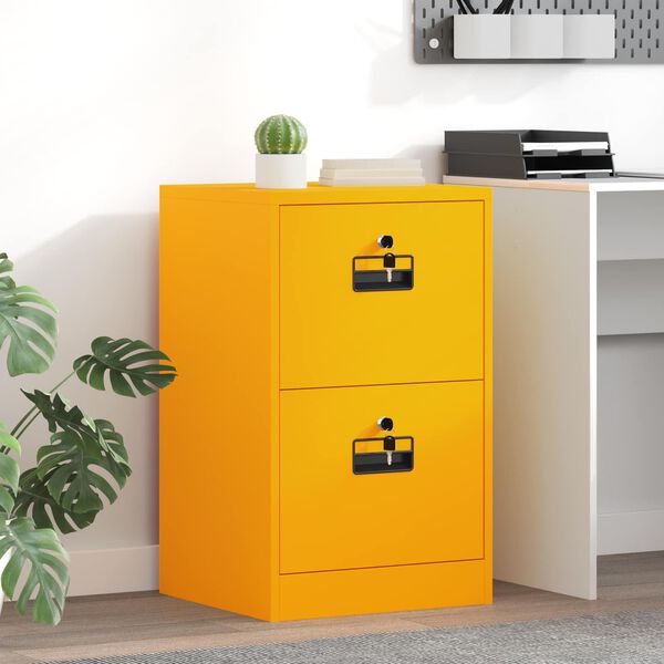 vidaXL Mueble archivador con caj&oacute;n Amarillo Mostaza 44 x 50 x 106.5 cm