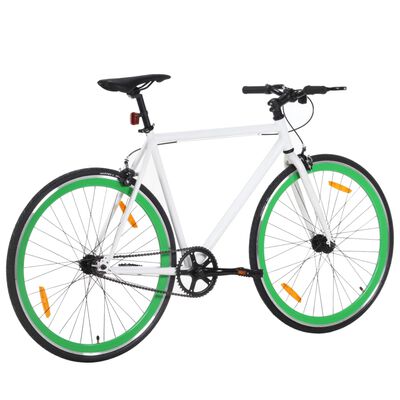 vidaXL Bicicleta de piñón fijo blanco y verde 700c 59 cm