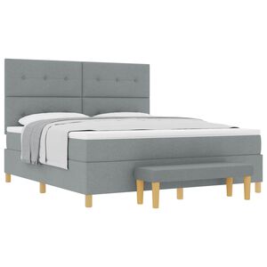 vidaXL Cama tipo Box Spring con colch&oacute;n Gris claro 180 x 200 cm tela