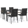 vidaXL Juego de comedor para jard&iacute;n 5 piezas acero y textilene negro