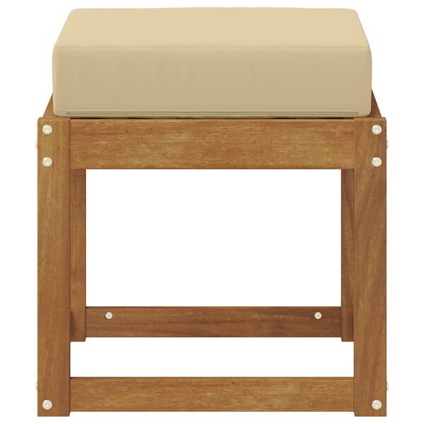 vidaXL Banco de taburete exterior con coj&iacute;n Natural 43 x 43 x 37 cm
