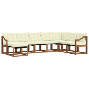 vidaXL Conjunto de sof&aacute;s de exterior con coj&iacute;n 8 pcs Natural y Crema