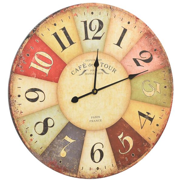 vidaXL Reloj de pared vintage colorido 60 cm
