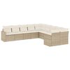 vidaXL Juego de sof&aacute;s jard&iacute;n con cojines beige 10 pzas rat&aacute;n sint&eacute;tico