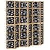 vidaXL Biombo separador 6 paneles madera maciza Paulownia marr&oacute;n negro