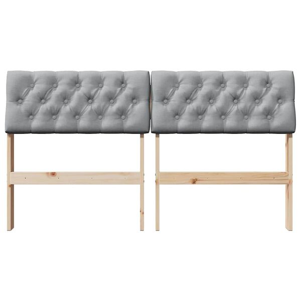vidaXL Cabecero tapizado Gris Claro 135 cm Madera de pino macizo