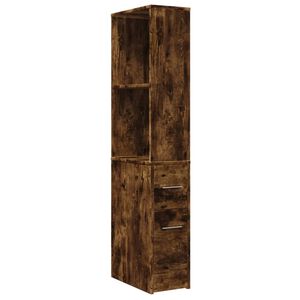 vidaXL Armario de ba&ntilde;o estrecho con ruedas madera roble ahumado