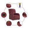 vidaXL Sill&oacute;n de masaje elevable el&eacute;ctrico cuero artificial rojo tinto