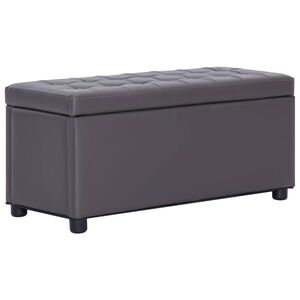 vidaXL Otomana de almacenaje de cuero sint&eacute;tico gris 87,5 cm