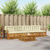 vidaXL Conjunto de sof&aacute;s de exterior con coj&iacute;n 5 pcs Natural y Crema