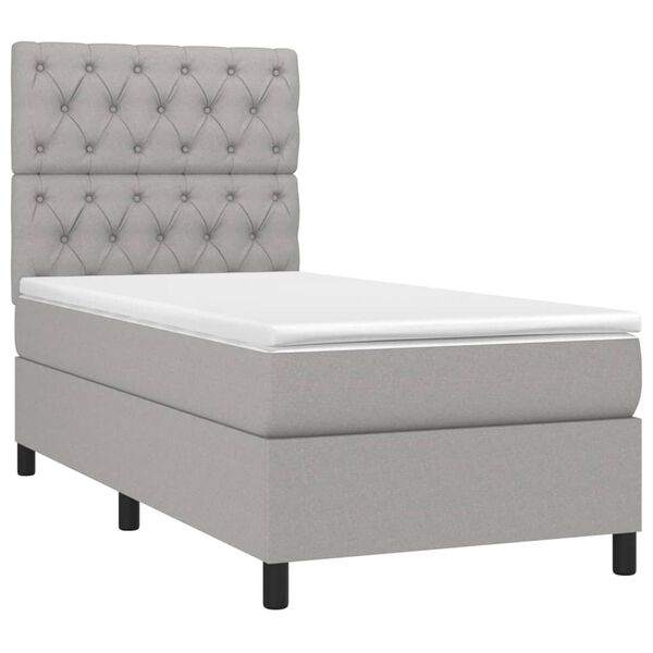 vidaXL Cama box spring con colch&oacute;n tela gris claro 80x200 cm