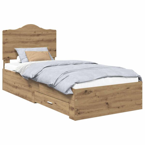 vidaXL Estructura de cama con cabecera Roble artesanal 100 x 200 cm