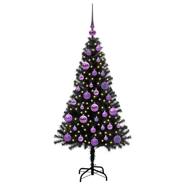 vidaXL &Aacute;rbol de Navidad con 150 LED con soporte Negro 120 cm PVC